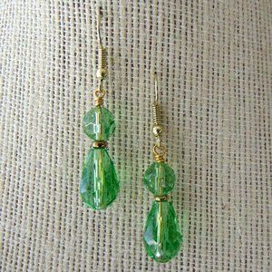 Light Green Tear Drop Crystal Earrings